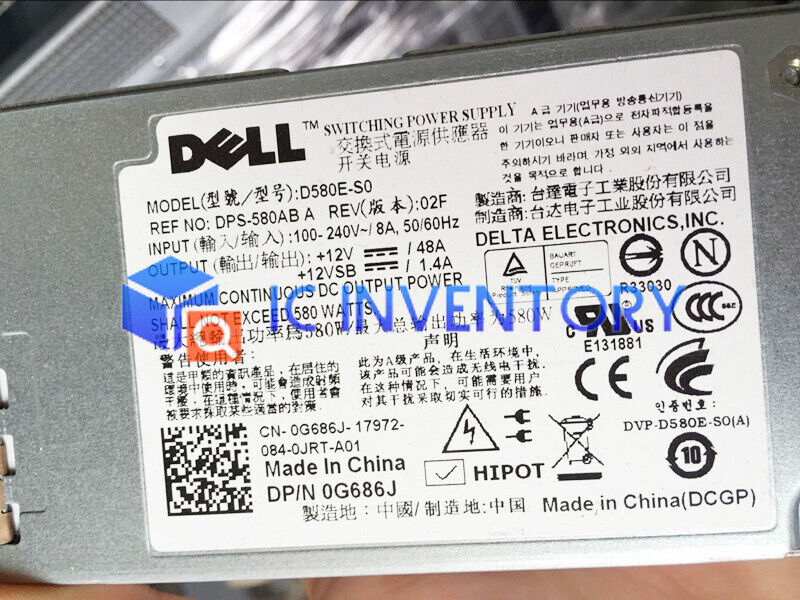 1PCS Brand New Dell PowerEdge T410 Power Supply D580E-S0