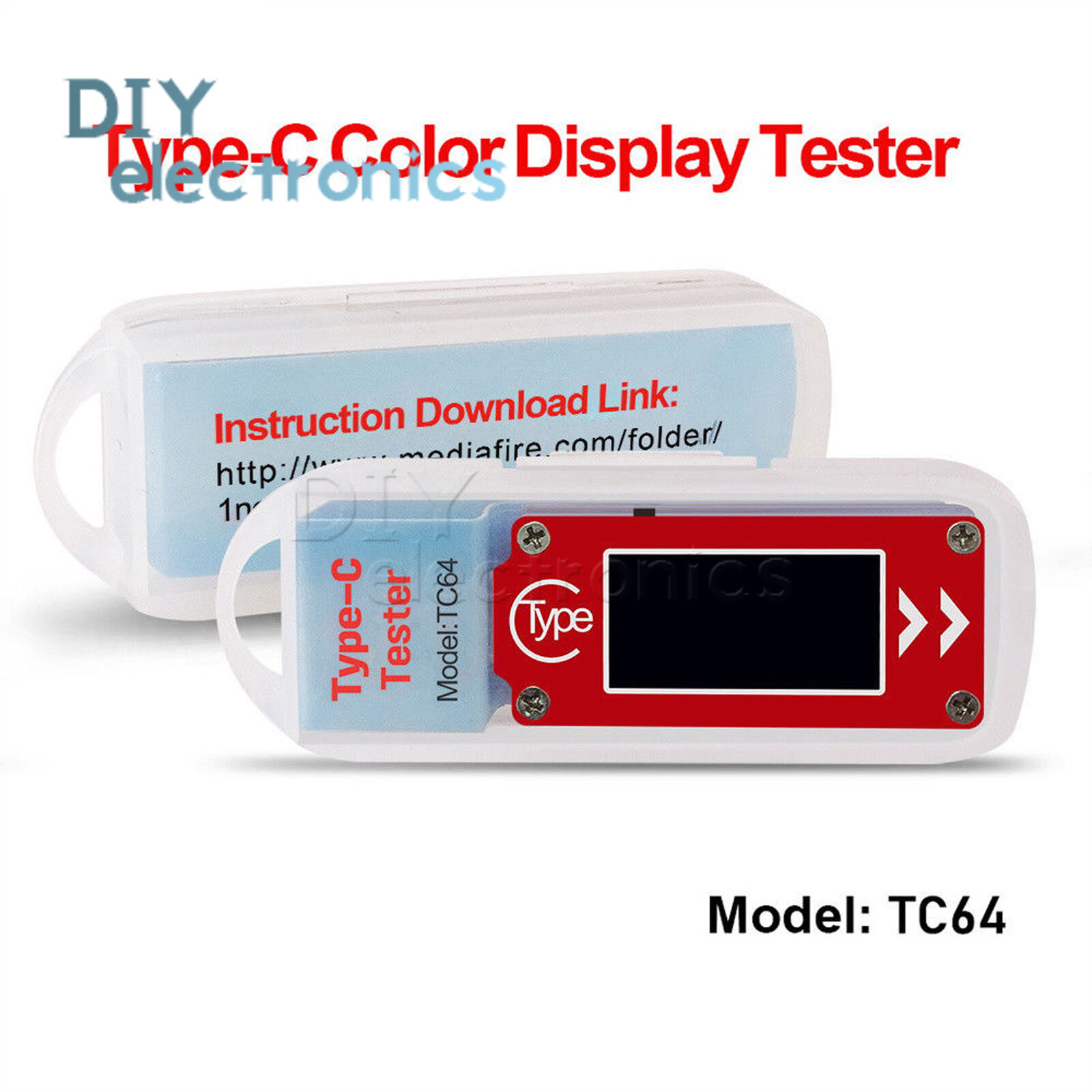 TC64 Type-C color LCD USB Ammeter Voltage Current Meter  PD USB Tester US