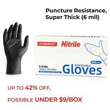 6 Mil Black Disposable Medical Exam Nitrile  Gloves -Latex & Powder Free, 100 ct picture