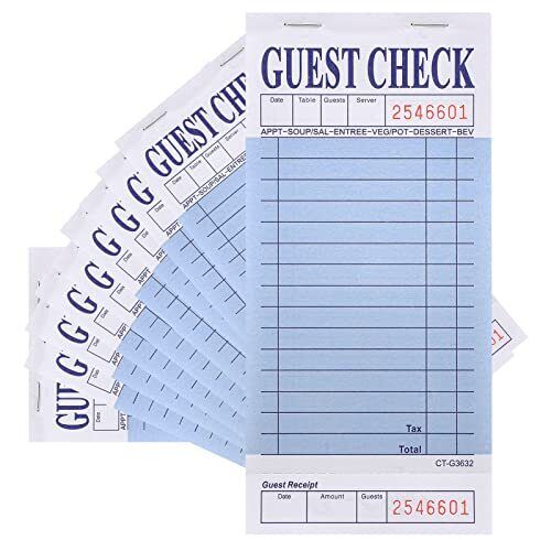 Guest Check Pads 10 Pack Server Note Pads - 500 Total Guest Checks - 1 Part B...