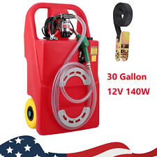 32 Gallon Portable Diesel Fuel Tank Fuel Caddy On-Wheels 12V 140W Transfer Pump picture