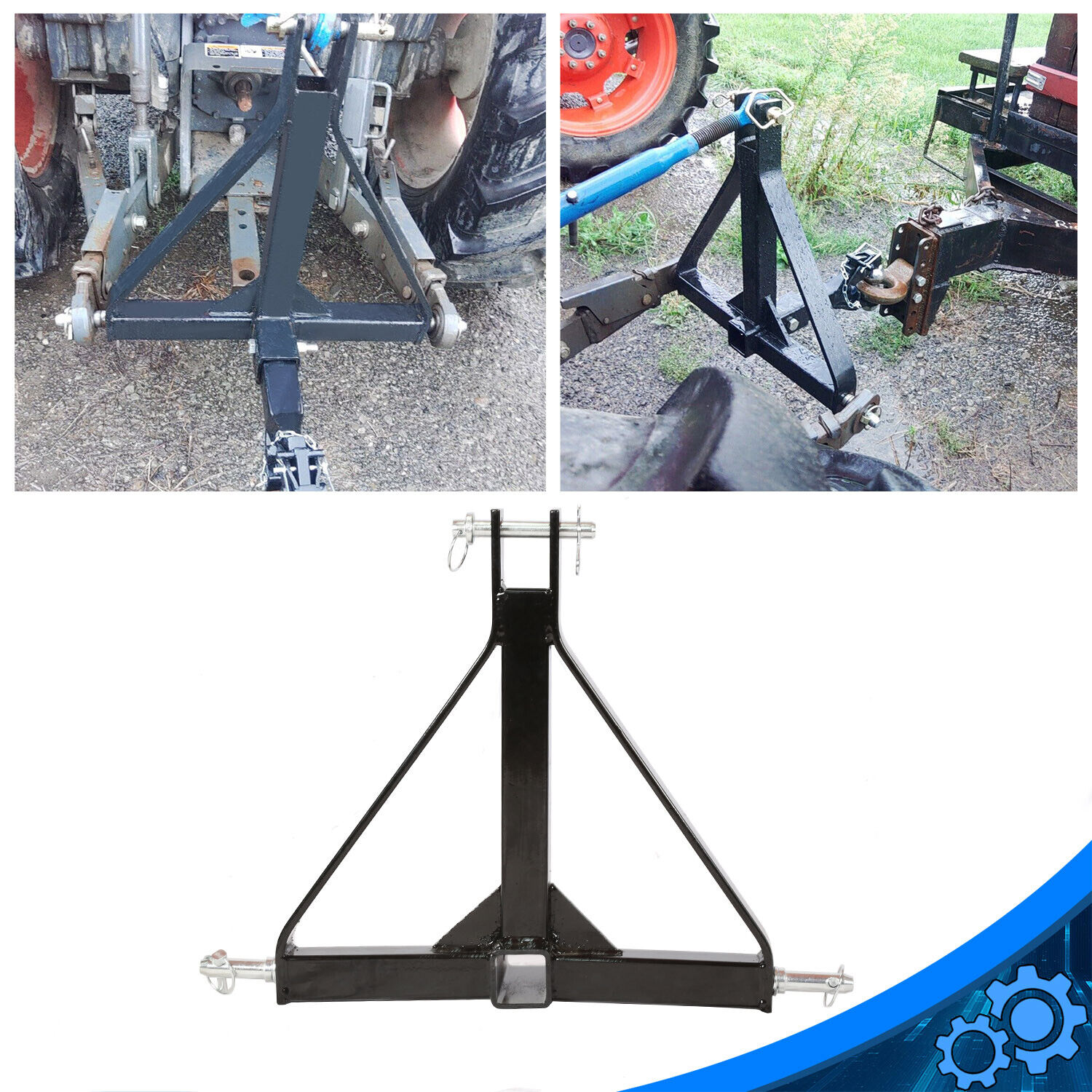 3 Point 2“ Receiver Trailer Hitch Category One Tractor Tow Hitch Drawbar Adapter