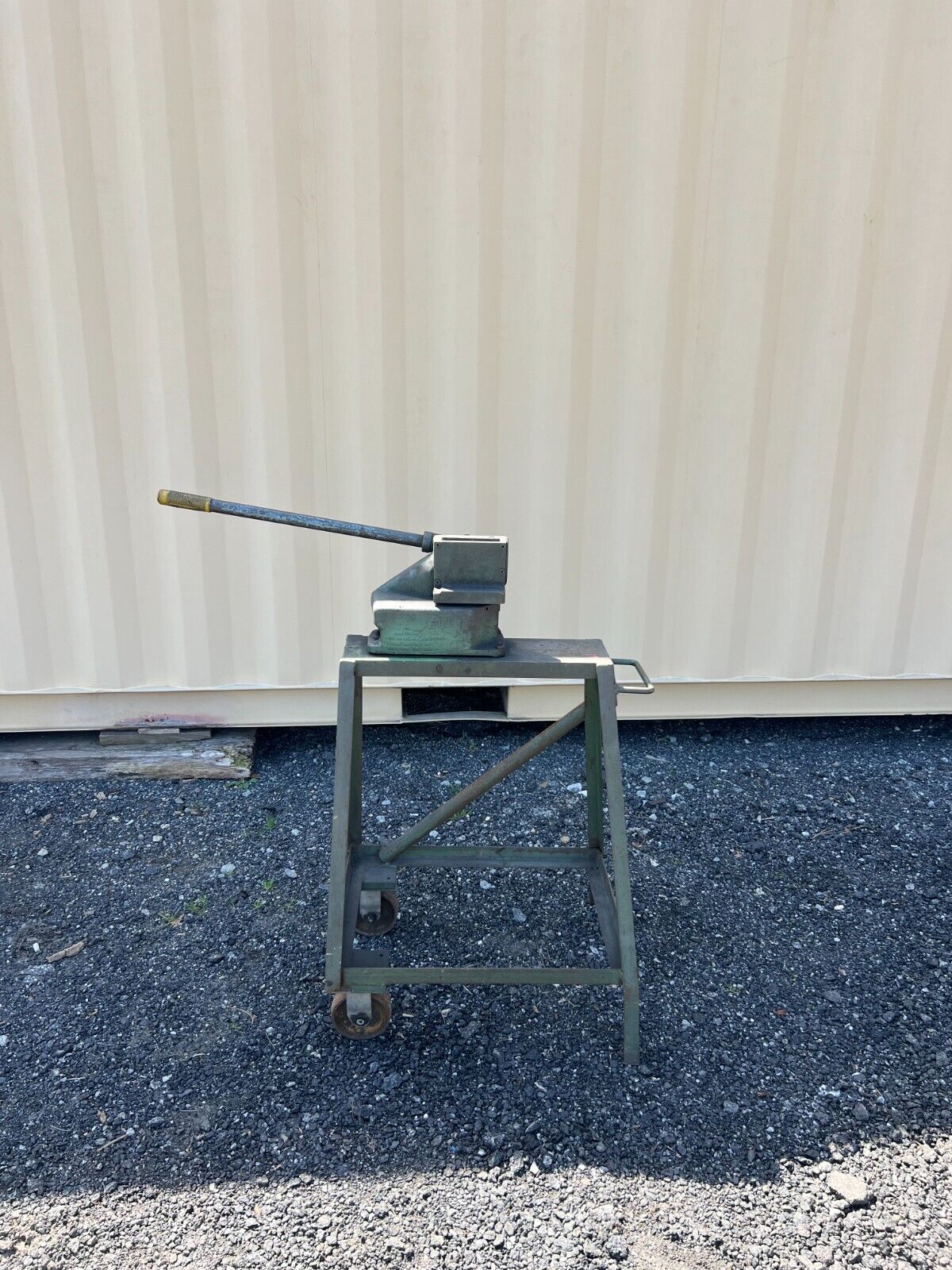 Roper Whitney Number 38, 316 Iron Shear Cutter, on Stand w/ Rollers