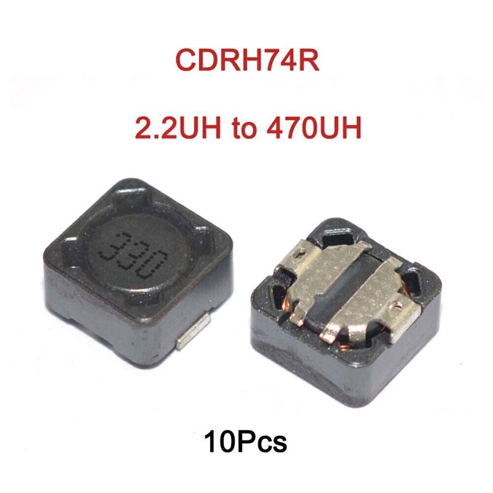 10Pcs SMD/SMT Chip Power Inductor CDRH74R Shield Inductance 2.2UH to 470UH