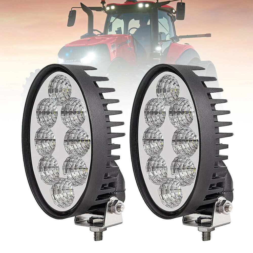 2pcs 40W Oval Cap Roof LED Work Lights Headlights For Case IH JD SUV ATV Tractor