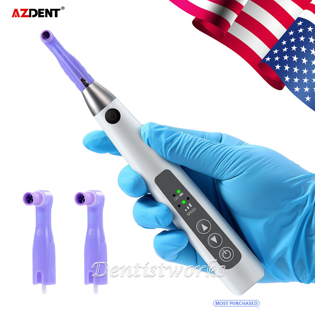 Dental Cordless Electric Hygiene Prophy Handpiece 360° Swivel+2 Prophy Angles