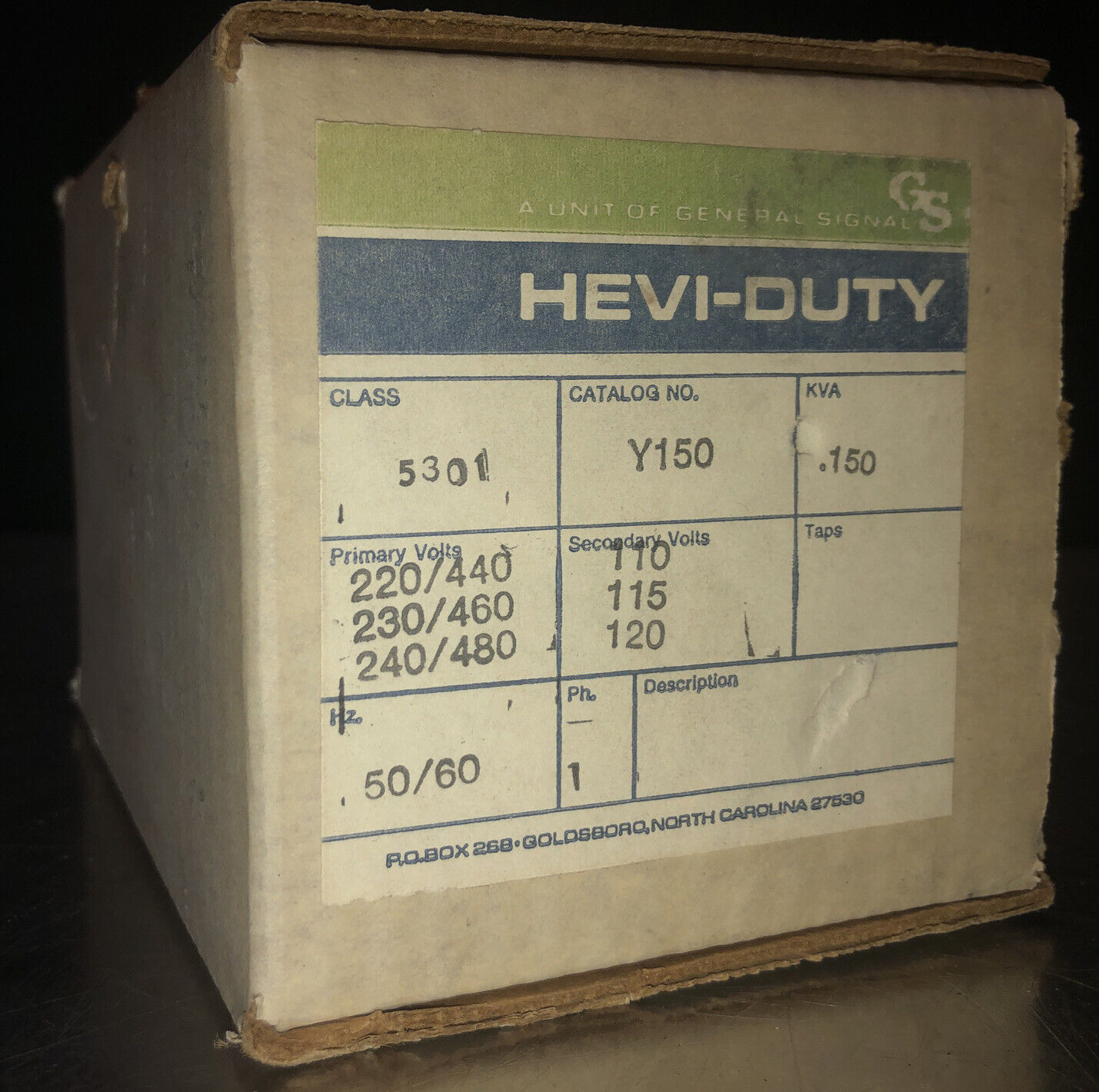 NEW HEVI-DUTY .150 KVA CONTROL CIRCUIT TRANSFORMER 240/480 HV 110/120 LV Y150