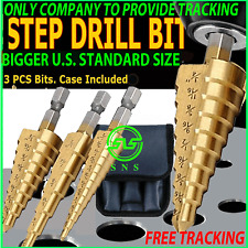 3Pcs Drill Bit Set Titanium Nitride Coated Steel Step Quick Change 1/4 Shank HSS picture