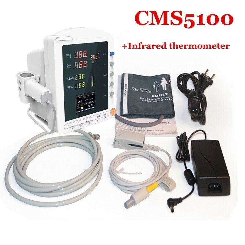 CONTEC CMS5100 Patient Monitor ICU Vital Sign with Infrared Thermometer Portable