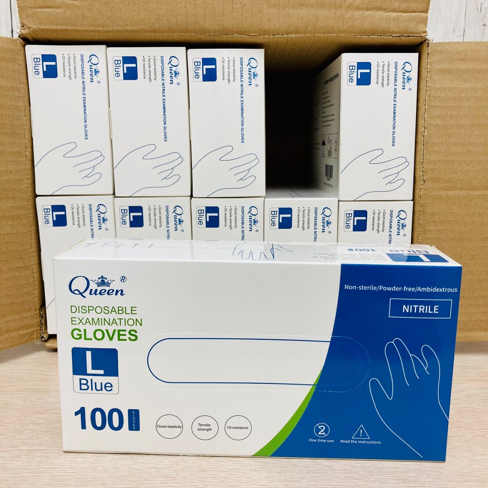 Queen nitrile disposable gloves large case 1000