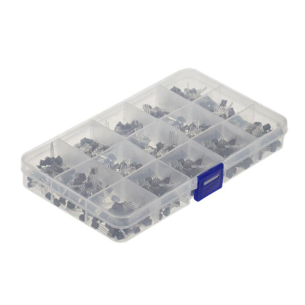 Portable 600pc 15Value NPN PNP Transistor TO-92 Assortment Kit Set W/Box Fine