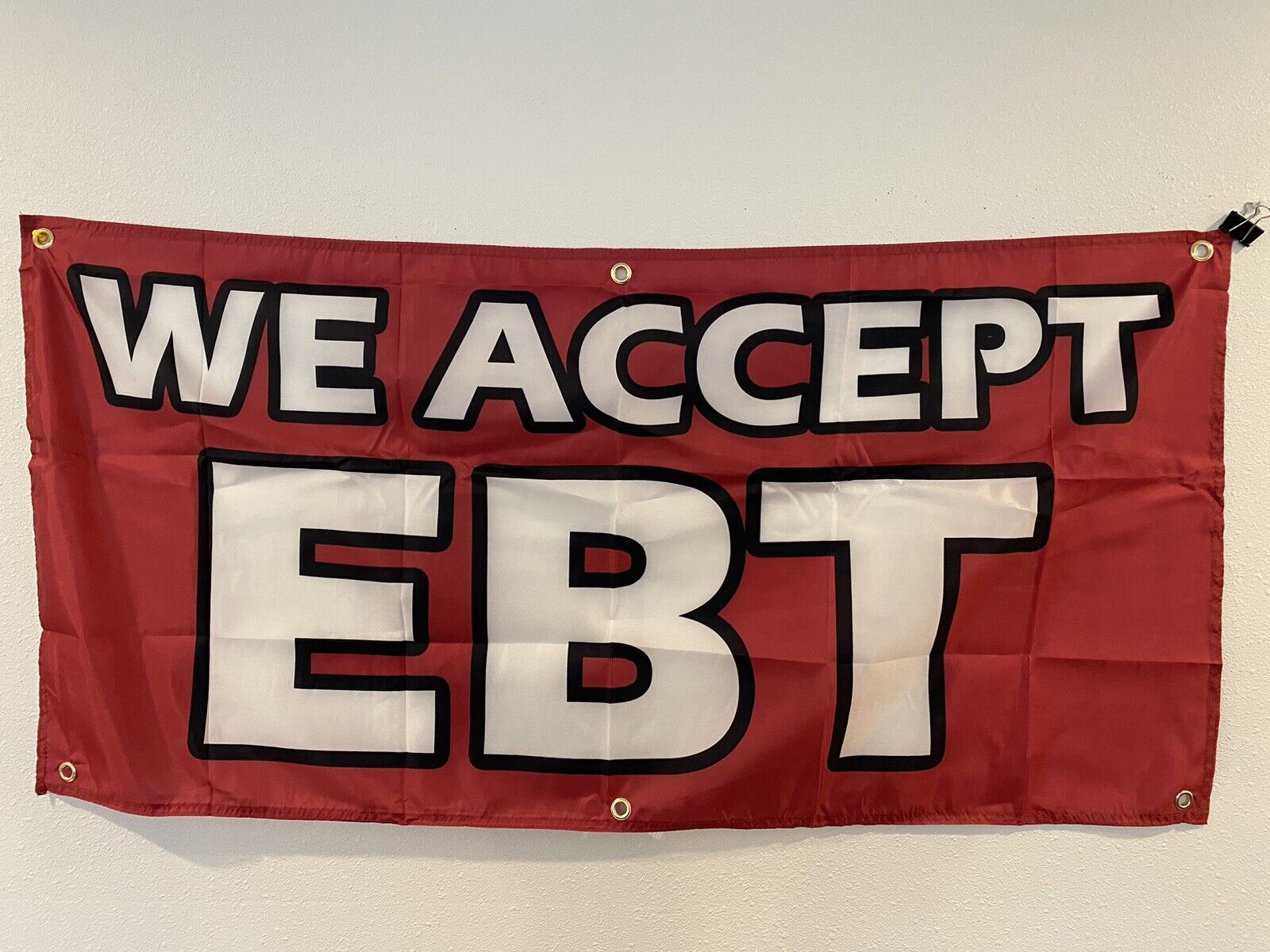 2 Pack 2x4 ft WE ACCEPT EBT Banner  Sign -Super Polyester Fabric-New Z24