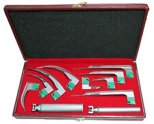 Fiberoptic Laryngoscope 9 Blades Mac Miller + 2 Handle Standard Pinlight + Box picture