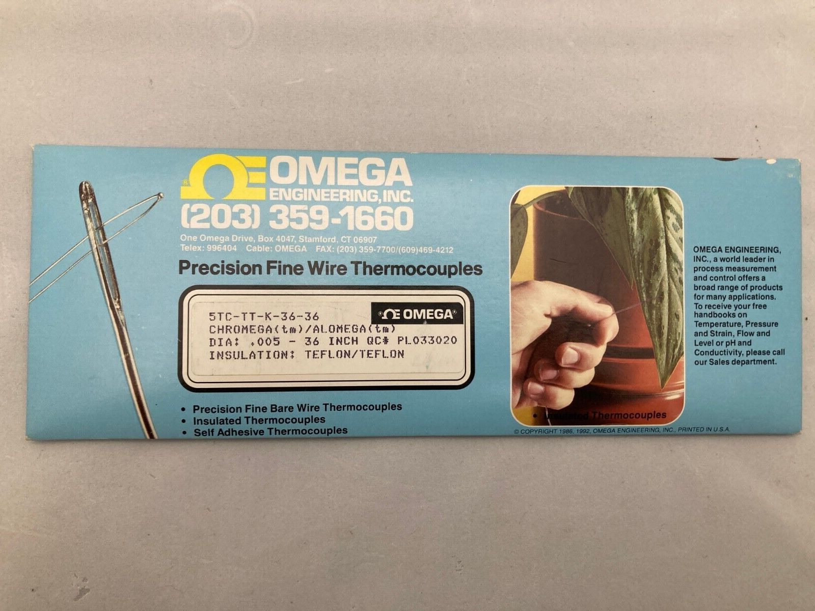 New Old Stock - OMEGA 5TC-TT-K-36-36 Type K Insulated Thermocouple