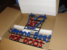 VIENNA BEEF HOT DOGS LIGHTED LED SIGN WALL WINDOW HANGING ADVERTISING NEW 21x24 picture
