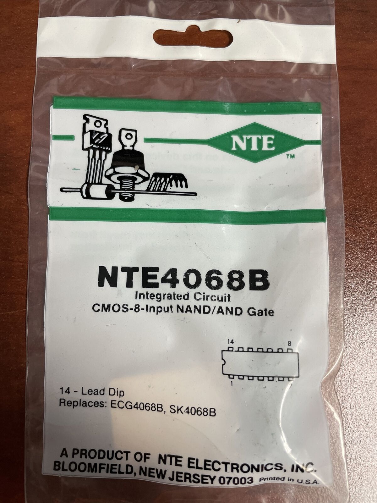 NTE Electronics NTE4068B IC CMOS 8-input NAND/nand Gate Hi Vltge Type 14-lead 