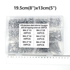 200-Piece M4.2 Hex Washer Head Self Drilling Sheet Metal Screws Assortment Kit picture