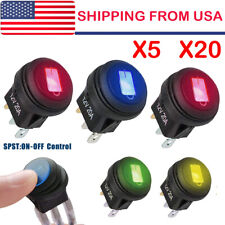 5/20PCS ROCKER SWITCHES 12V ROUND TOGGLE ON OFF 20A CAR SNAP IN SWITCH LED US picture