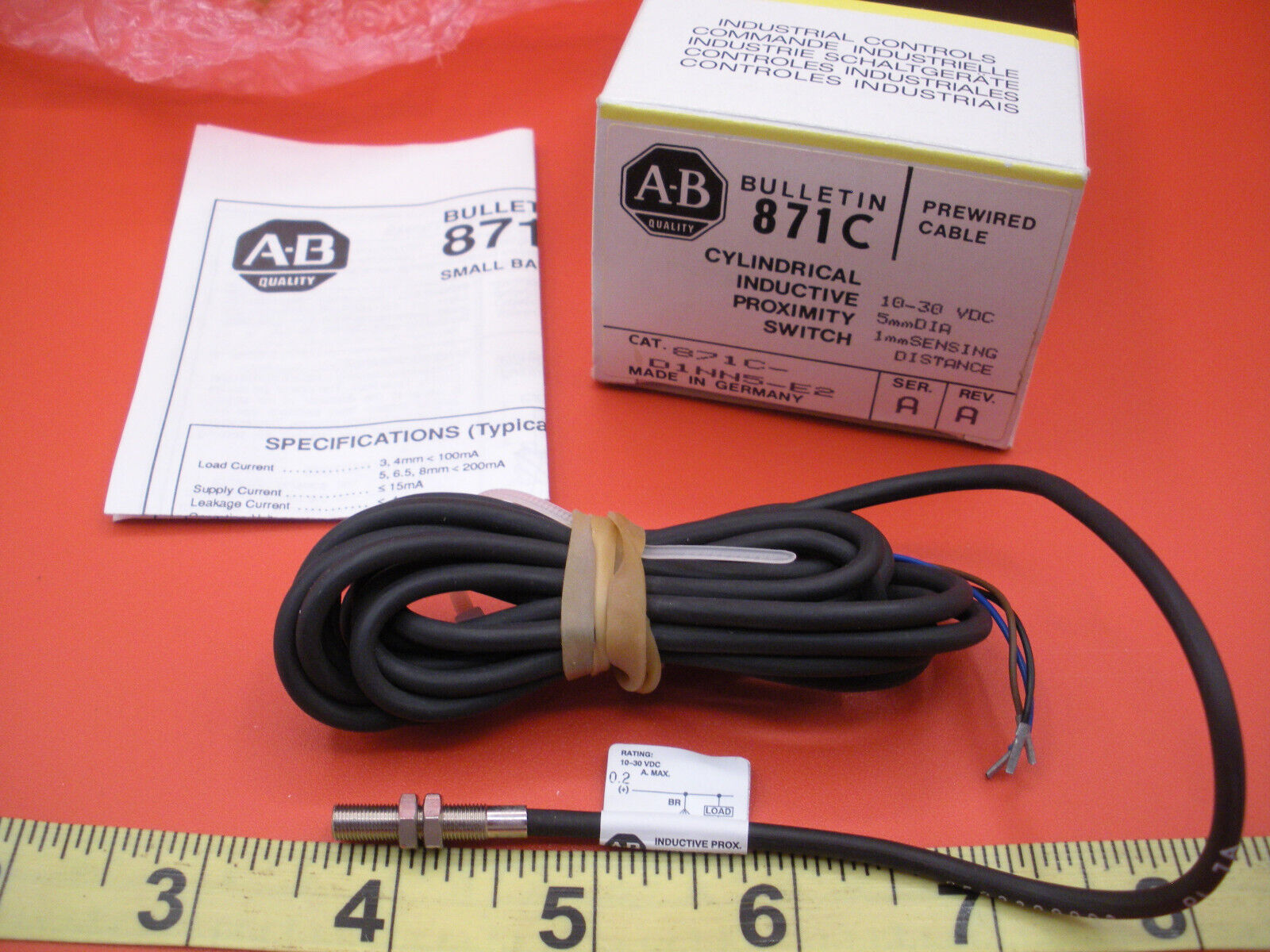 Allen Bradley 871C-D1NN5-E2 Ser A Proximity Sensor Switch Rev A sd 1mm 10-30vdc