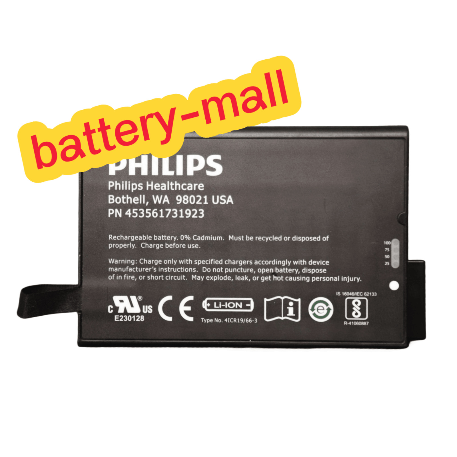 New Genuine PN 453561731923 for Philips WA 98021 Healthcare Battery 41CR19/66-3