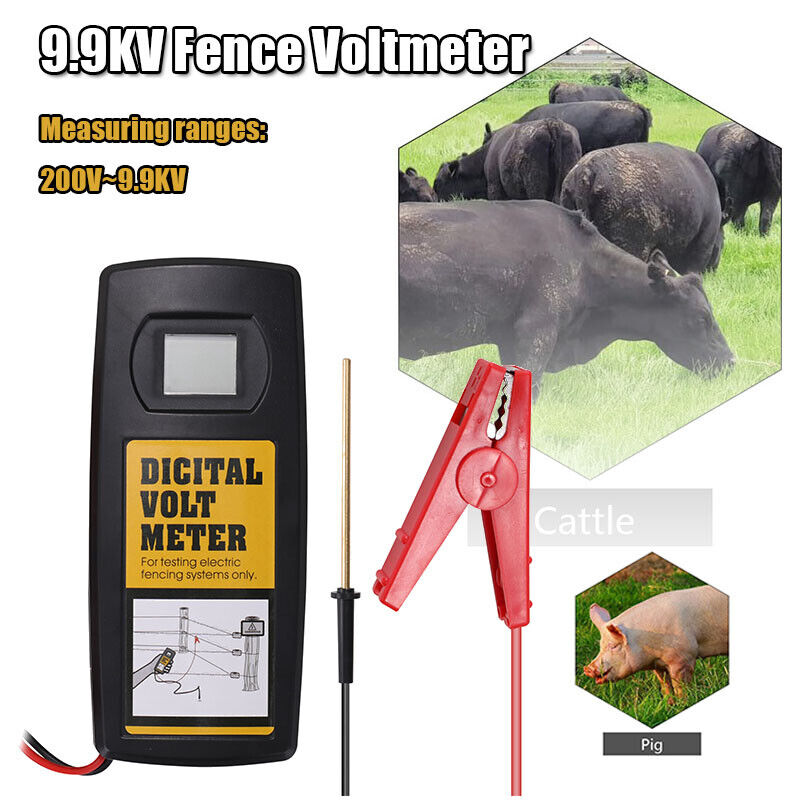 9.9KV Digital Fence Tester Home Garden Horse Livestock Electric Fence A6V5