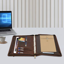 Padfolio Business Leather Portfolio Zippered Notebook Binder Organizer Office picture