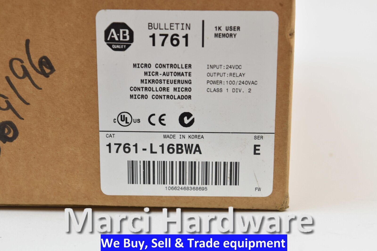 Surplus Allen Bradley 1761-L16BWA /E MicroLogix 1000 AC Power 16-P