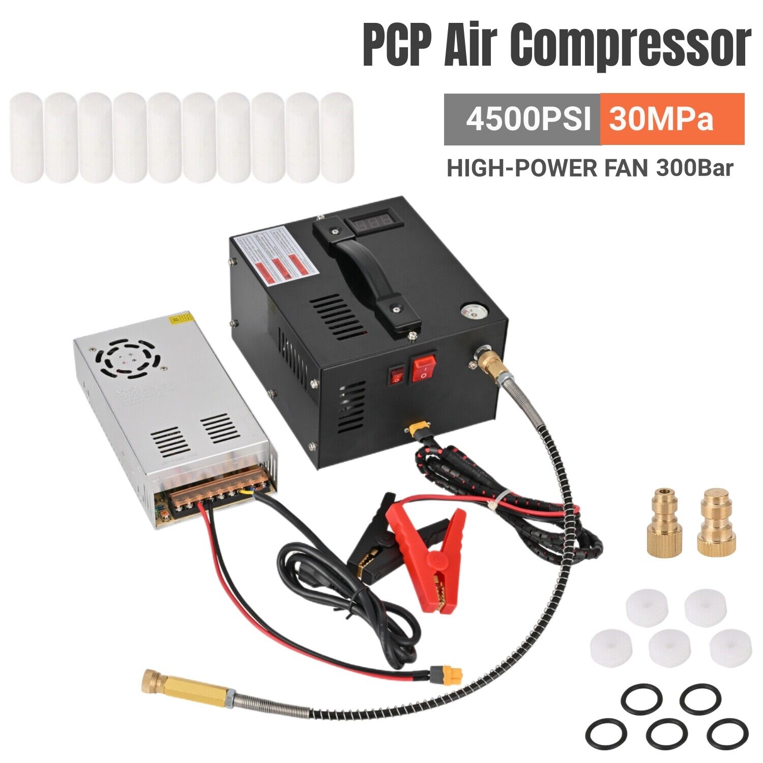 PCP Air Compressor 4500PSI/30MPa Portable w/Built-in Fan Manual-Stop New