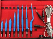 (9pcs +1x Cable Kit): US /2-Pin Bipolar Forceps Blue Reusable &3mtr Silicon Cord picture