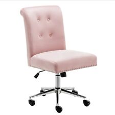 Velvet Home Office Chair Armless Desk Chairs Tufted Computer Vanity Stool Pink picture