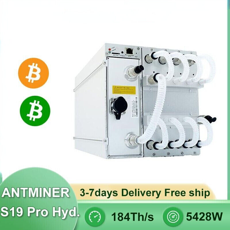 Antminer S19 Pro Hydro 184T 5428W Bitcoin BTC/BCH/BSV Hydro Cooling Asic
