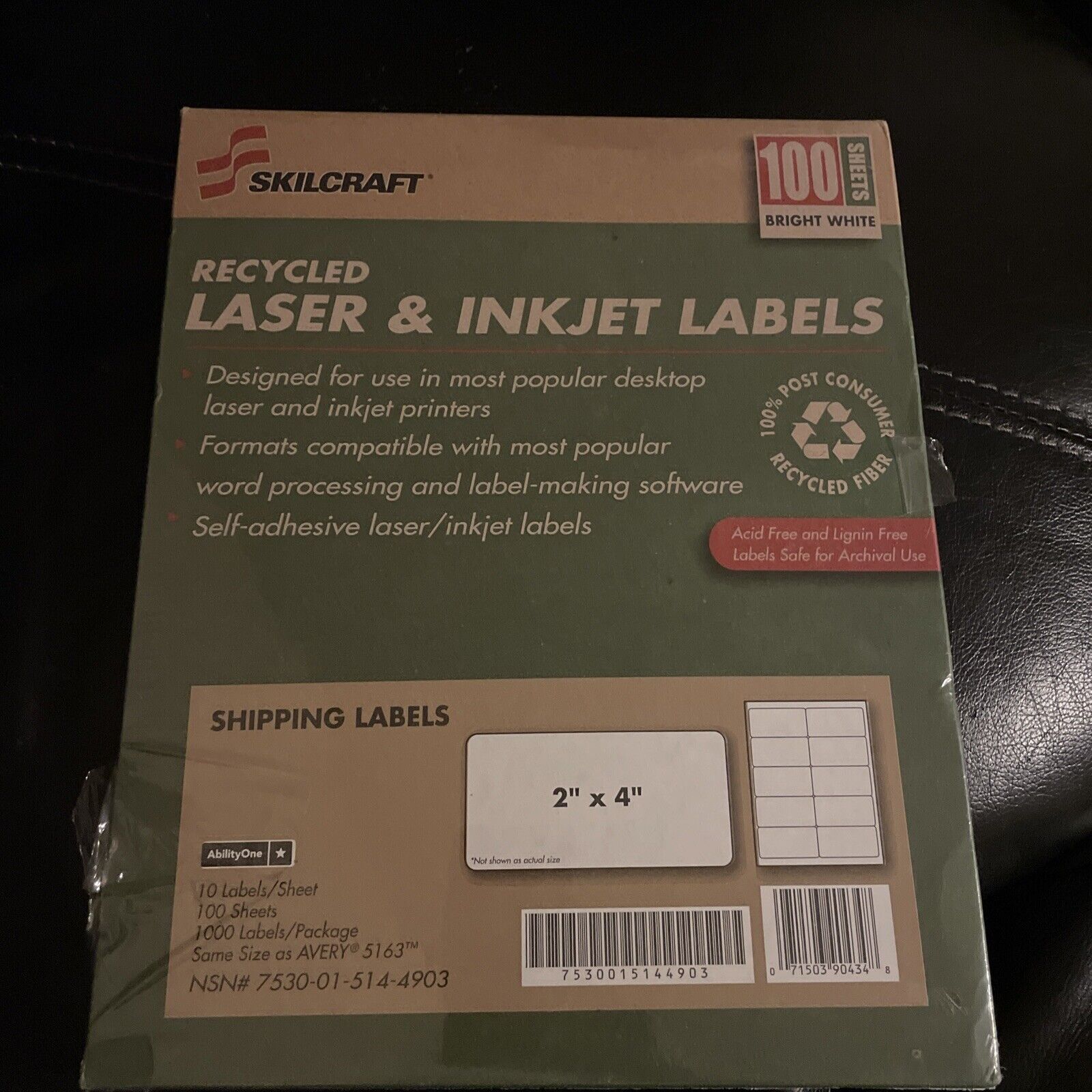 SKILCRAFT Printer Shipping Labels,2\