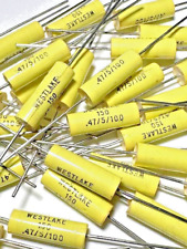 12Pcs - .47uF @ 100V (5%) - AXIAL YELLOW SLEEVE MET POLYESTER FILM TONE CAP #113 picture