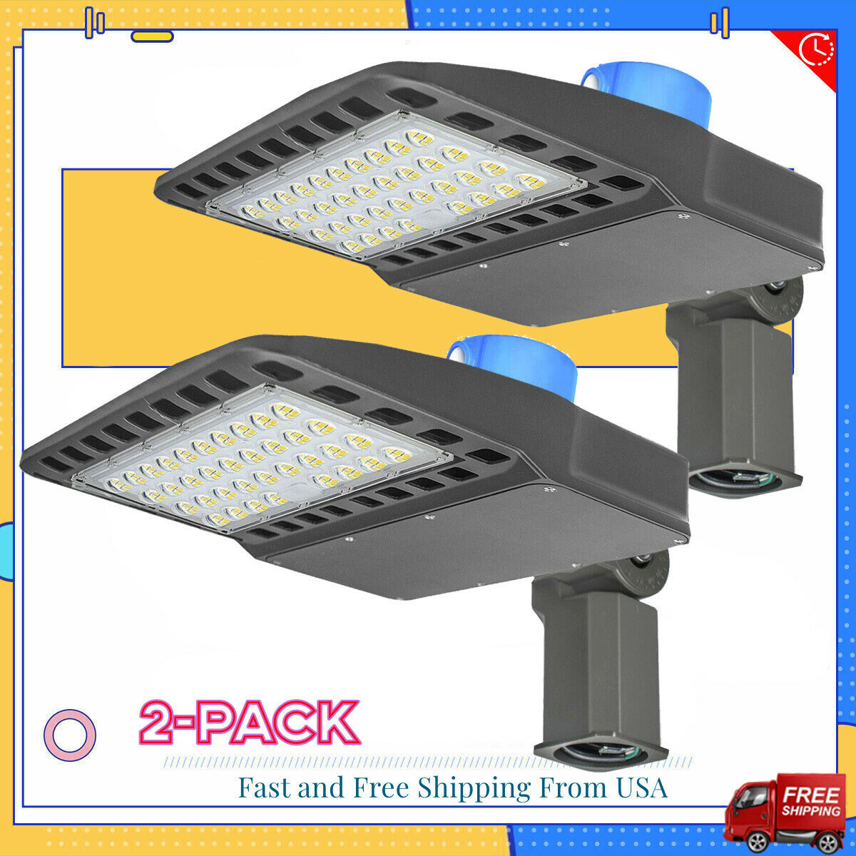 2Pack LED Parking Lot Lights 200W US 28000LM 5500K LED Shoebox Street Pole Light