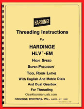 HARDINGE HLV-EM Threading Instructions Manual English Metric & Dual Gearbox 1126 picture