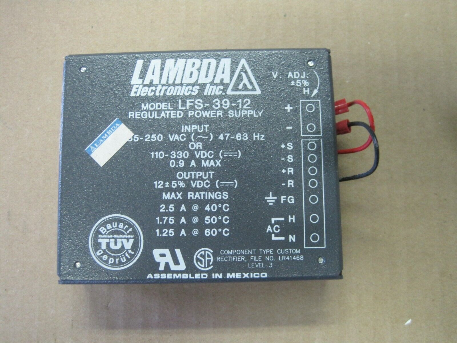Lambda Electronics Inc. Model LFS-39-12 Regulated Power Supply - used