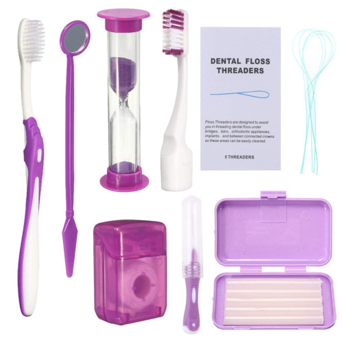 8 Pcs/Set Dental Orthodontic Oral Care Kit Brush Toothbrush Interdental Floss
