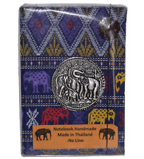 New Handmade Thailand Elephant Print Fabric Multicolor No Line Notebook 6.5x4.5 picture