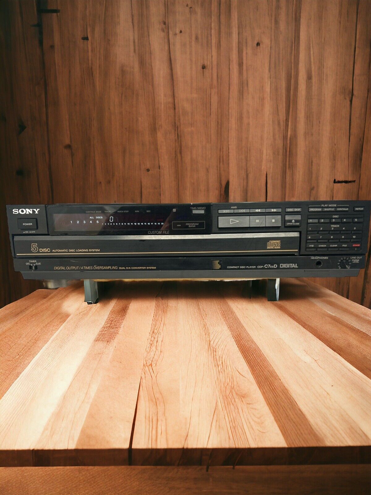 SONY CDP-C7ESD Digital Compact Disc Player 5 Disc Tested Needs New Belt READ