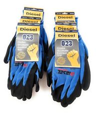 12 Pair DIESEL Blue Safety Gloves Latex Coated Grip Cut Resistant picture