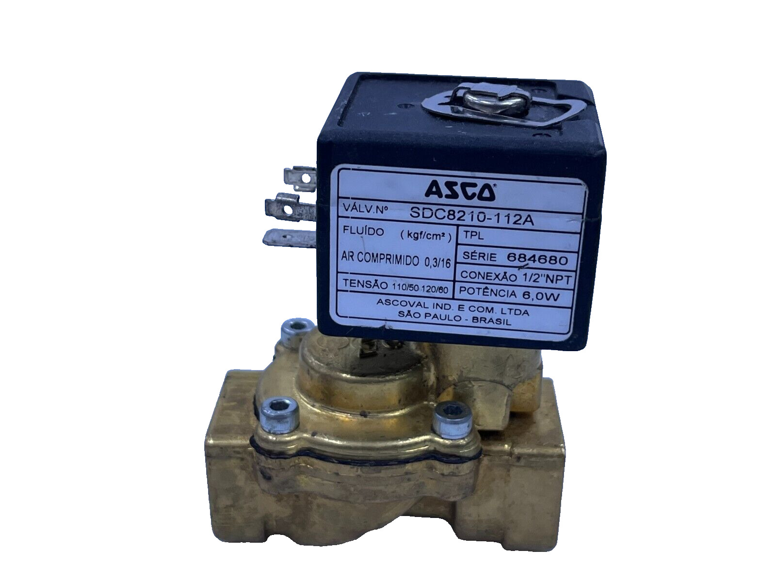 Asco SDC8210-112A 2 Way  Brass Solenoid Valve 1/2 NPT 110V AC
