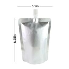 Multi-Size Silver Glossy Aluminium Mylar Stand up Spout Pouches w/ Funnel picture