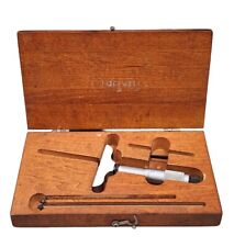 VTG. STARRETT NO.440 DEPTH MICROMETER ( 0-3”) WITH WOODEN CASE picture