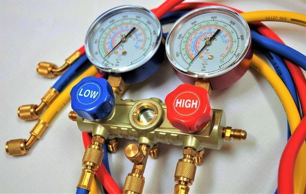 Manifold Gauge Set+5ft Hoses for R410a R22 R404a R134a HVAC Charge Diagnose Tool