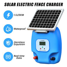 Solar Powered Fence Charger LCD Display Electric Fence Energizer for Livestock picture