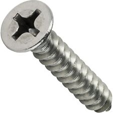 100 -  #14 - 1 1/2 Stainless Steel Self Tapping Sheet Metal Screws Flat Phillips picture
