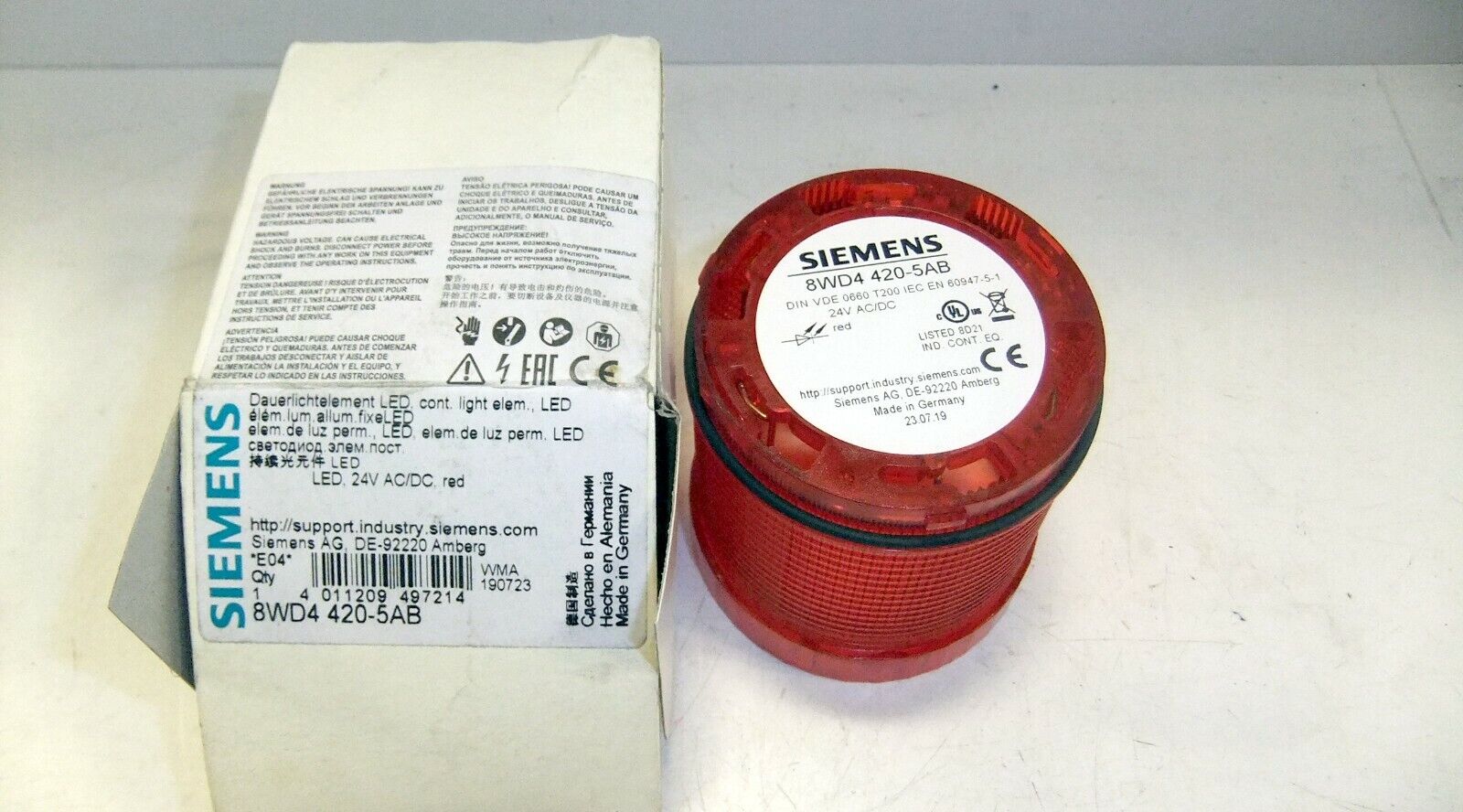 Siemens LED Continuous Light 24V AC/DC 8WD4 420-5AB RED
