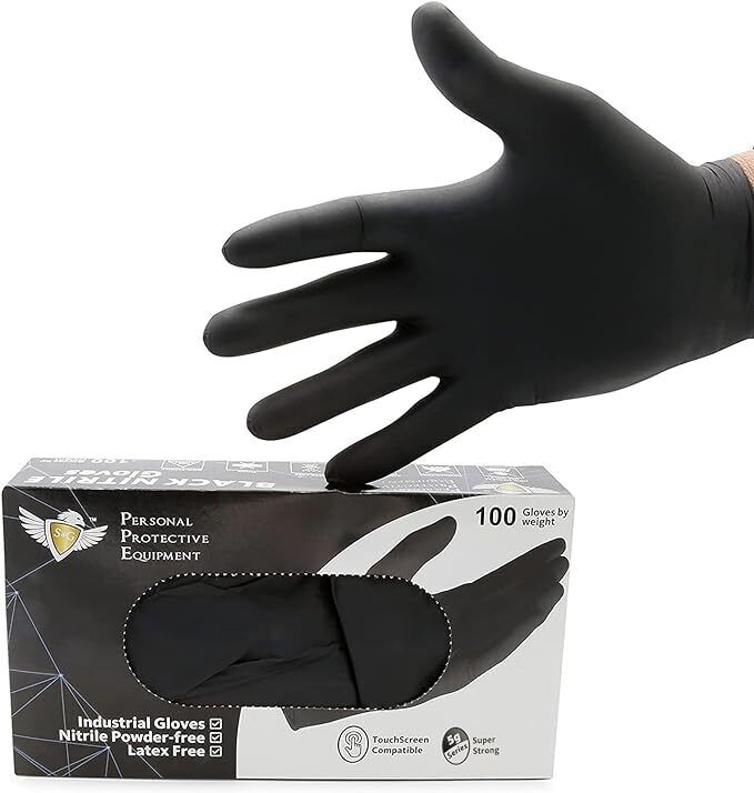 S&G Black Nitrile Gloves Latex Powder Free 5 Mil 2x100pcs 1000pcs M/L/XL