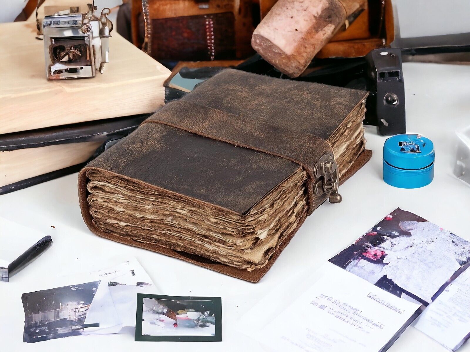 Rustic Vintage Leather journal handmade old paper grimoire sketchbook best Gift1