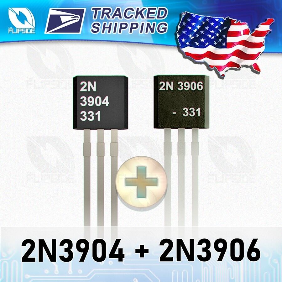 2N3904+2N3906 (50 pair 100 pcs) NPN PNP Complimentary Transistor Bundle TO-92